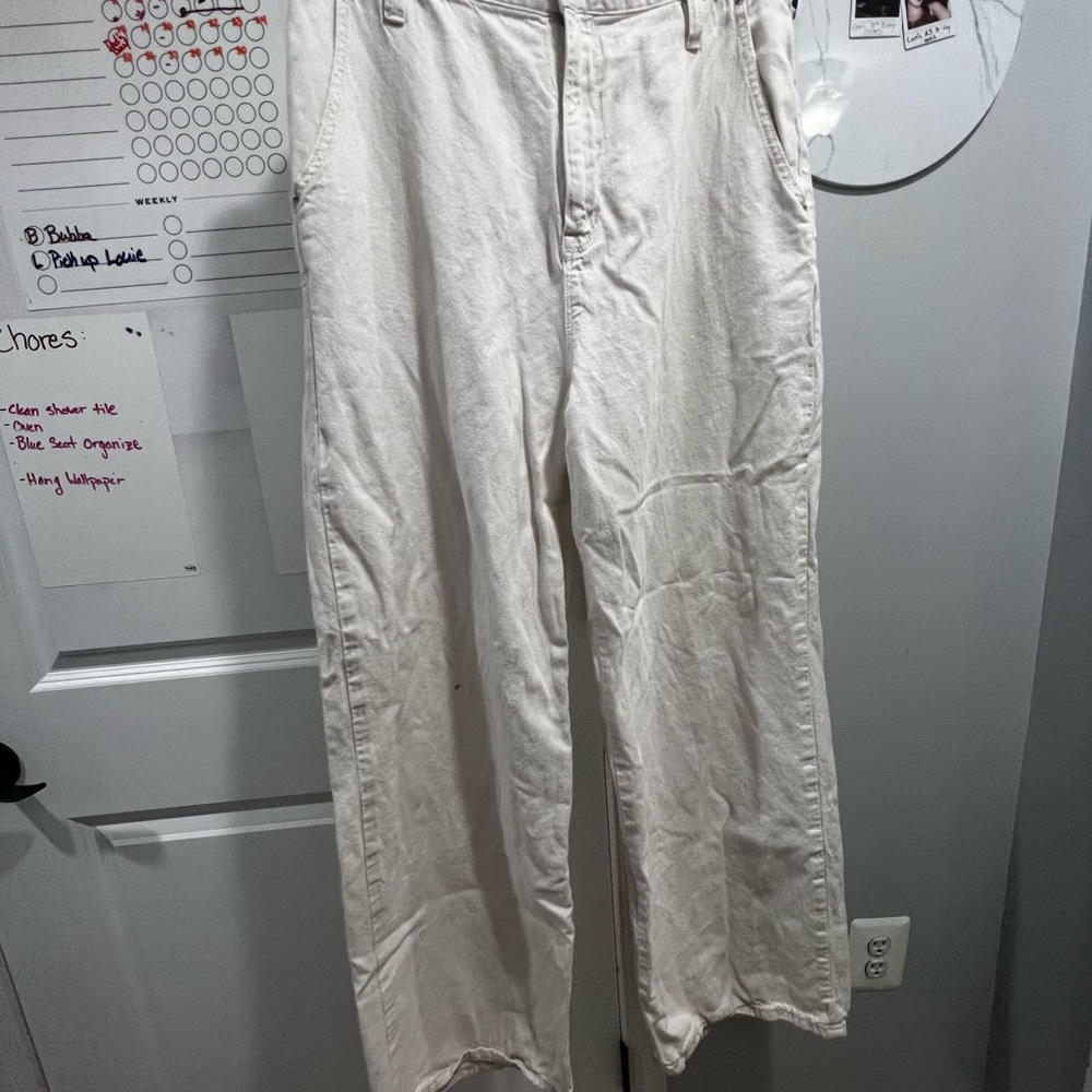 White linen wide leg BDG pants